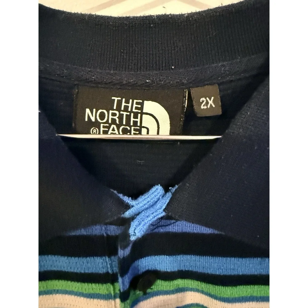 The North Face Men's Striped Short Sleeve Polo Shirt 2X Big & Tall Navy/Green